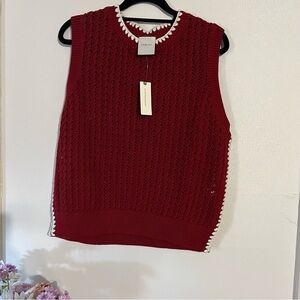 Varley Delaney Vest in Red Dahlia with white trim NWT Size L